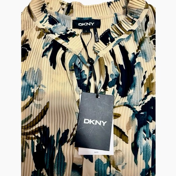 DKNY Pleated Floral-Print Sleeveless Blouse Size L - Picture 10 of 13